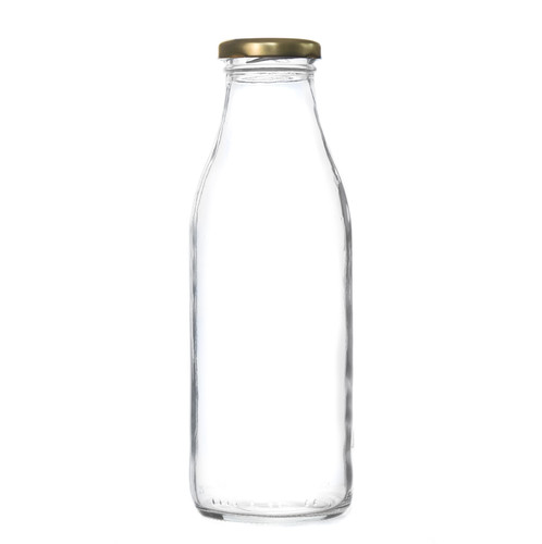 A 500ml glass milk bottle. Supplied with a twist off lid in 3 colours.