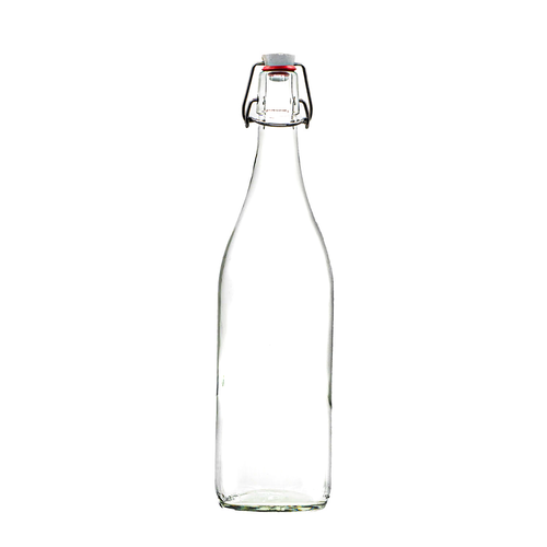 Deluxe 1 Litre Swing Stopper Bottle, made from heavy duty glass and ideal for carbonated drinks.