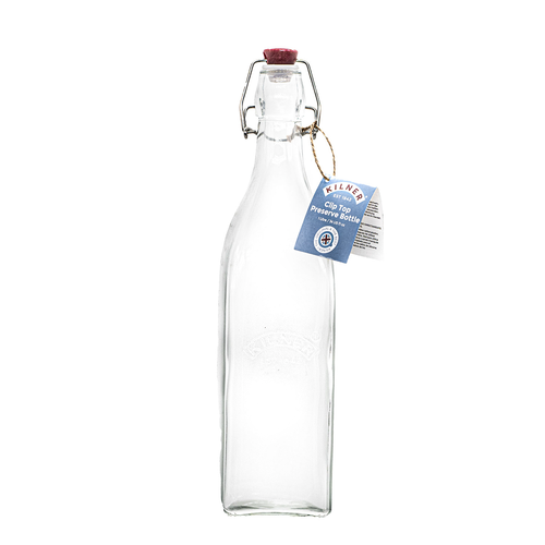 Kilner 1 Litre Square Clip Top Glass Bottle