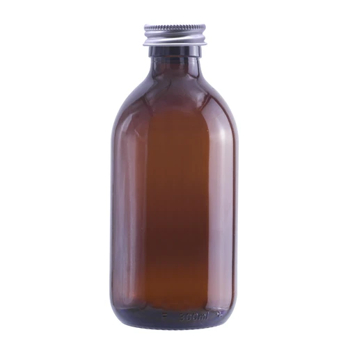 300ml Amber Alpha Sirop Bottle with Silver Aluminium EPE Lined Lid