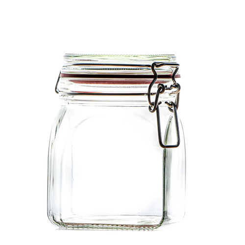 900ml Square Clip Top Glass Jars