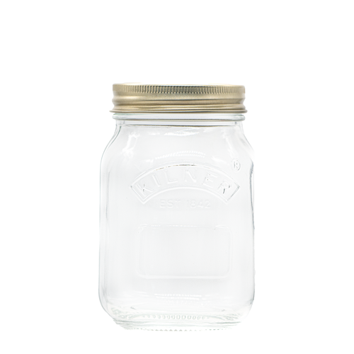 A 500ml Kilner Jar  with a separate metal heat sealable disc and 68MM screw band.