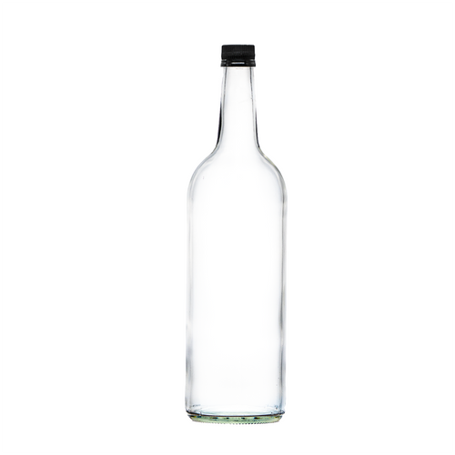 1 Litre Mineral Glass Bottle with black duet cap