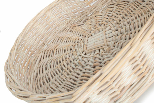 Wicker, Willow Woven, Medium White Wash Heart Shape Wicker Tray L340mm x W270mm x H70mm