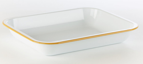 Enamel, Mustard and Yellow Bake Pan 28cm x 23cm x 4.5cm