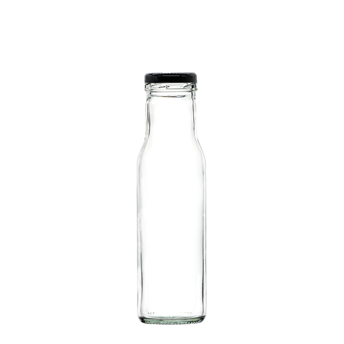 Wholesale 250ml Round Sauce Glass Bottles With Black Cap