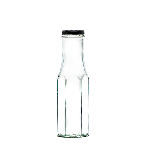250ml Hexagonal Sauce Glass Bottle With Black Cap