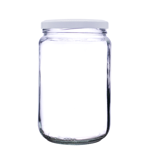 748ml (2lb) Glass Jam Jar/ Pickle Jar with White Lid