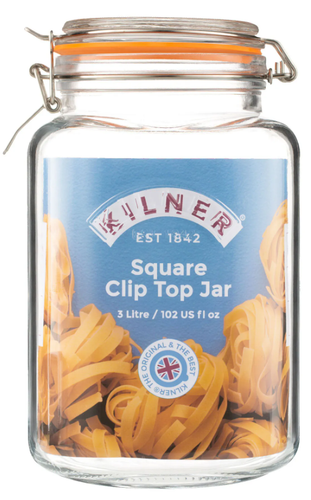 3 Litre Kilner Clip Top Square Jar (Branded)