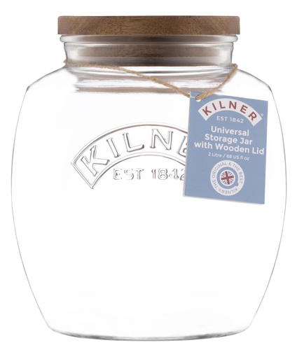 2000ml Kilner Universal Jar Acacia Wooden push top Lid (25.087)