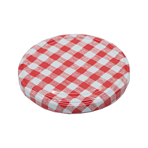 82mm Red Gingham Glass Jar lids - Wholesale and Retail