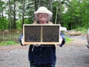 Another happy customer with her beautiful 3# package of honey bees.