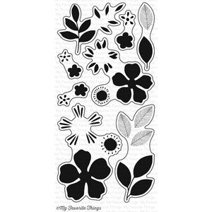 My Favorite Things - Flashy Florals - Clear Stamps (CS-810)

The Flashy Florals 4"x 8" stamp set features bold blooms and lush leaves that allow you to fashion dramatic bouquets and accents.  Stamp a gorgeous flat card with masking or showcase some of the flowers with the coordinating die cuts popped up on foam tape.  Each flower and leaf features coordinating solid stamps and detail stamps.  You'll achieve a fabulous flowery fantasy with the Flashy Florals stamp set!

Approximate Sizes:
Flowers (5) 2", 1 1/2", 5/8", 1/2", 1/2" layered as shown
Foliage stems (2) 1 1/2" x 2", 1 3/8" x 1 7/8"
Single leaf 1/2" x 1 1/4"

Also includes co-ordinating cutting dies for perfect results everytime!

All MFT clear stamps and Die-namics are made in the USA. For use with an acrylic block (available separately).My Favorite Things - Flashy Florals - Clear stamp