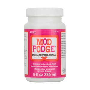 Add a touch of sparkle to your decoupage projects! Waterbase formula dries fast & clear, holds tight, protects and gives a smooth finish. Great for all-around crafts and kid's projects. Mod Podge ® is an all in one decoupage glue, sealer and finish.