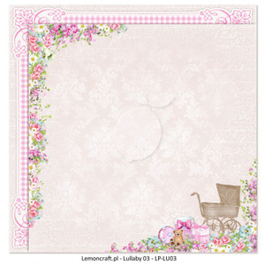Lemoncraft  Double sided scrapbooking paper - Lullaby 03 (LP-LU03)
High-quality paper for scrapbooking and other craft techniques. Perfect for making layouts, albums and greeting cards or invitations.
Acid-free and lignin-free, with a weight of 200g, printed on two side in a charming, romantic patterns.
Dimensions a single sheet 30,5 x30, 5cm (12 x12 inches), plus a strip with the name.  Lemoncraft  Double sided scrapbooking paper - Lullaby 03 (LP-LU03)
High-quality paper for scrapbooking and other craft techniques. Perfect for making layouts, albums and greeting cards or invitations.
Acid-free and lignin-free, with a weight of 200g, printed on two side in a charming, romantic patterns.
Dimensions a single sheet 30,5 x30, 5cm (12 x12 inches), plus a strip with the name.