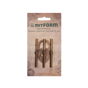 mitFORM Set - Tubes Valves 1 - Metal Embellishments - 3 Pcs (MITS054)
mitFORM manufacture their own range of heavy weight metal decorations. These embellishments are made from quality, heavy brass casts in steampunk style. Use them as Metal decorations for your decoupage, scrapbooking, mixed media, and crafting projects. The detail and quality of the designs are unrivaled within the craft market. This Set: Tubes Valves 1, contains 3 pieces; each piece 16 x 9mm, 8g. mitFORM Set - Tubes Valves 1 - Metal Embellishments - 3 Pcs (MITS054)
mitFORM manufacture their own range of heavy weight metal decorations. These embellishments are made from quality, heavy brass casts in steampunk style. Use them as Metal decorations for your decoupage, scrapbooking, mixed media, and crafting projects. The detail and quality of the designs are unrivaled within the craft market. This Set: Tubes Valves 1, contains 3 pieces; each piece 16 x 9mm, 8g.