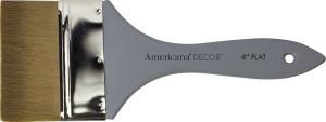 Americana Decor - 4" Flat Soft Paint Brush (ADB04)
Americana Decor all-purpose 4" light weight soft paint brush. This brush is ideal for a wide variety of craft projects. It is made of 100% nylon/polyester, and has tapered filaments that release paint and varnish uniformly. The soft filaments provide an ultra smooth finish. Americana Decor - 4" Flat Soft Paint Brush (ADB04)
Americana Decor all-purpose 4" light weight soft paint brush. This brush is ideal for a wide variety of craft projects. It is made of 100% nylon/polyester, and has tapered filaments that release paint and varnish uniformly. The soft filaments provide an ultra smooth finish.