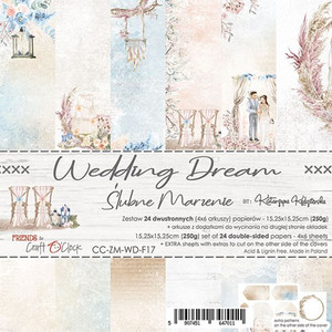 Craft O'Clock - Paper Collection Set 6"x 6" Wedding Dream - 250 gsm, bonus design on back of the cover (CC-ZM-WD-17)
A set of 24 double-sided pages. Wedding Dream Collection (6 patterns) of high quality scrapbooking paper. Each page is 6x6 inches or 15.25 x 15.25cm. The paper weight is 250gsm. This product is acid and lignin free. Craft O'Clock - Paper Collection Set 6"x 6" Wedding Dream - 250 gsm, bonus design on back of the cover (CC-ZM-WD-17)
A set of 24 double-sided pages. Wedding Dream Collection (6 patterns) of high quality scrapbooking paper. Each page is 6x6 inches or 15.25 x 15.25cm. The paper weight is 250gsm. This product is acid and lignin free.