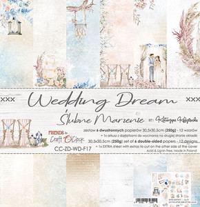 Craft O'Clock - Paper Collection 12"x12" Wedding Dream - 250 gsm, 12 designs, bonus design on back of the cover (CC-ZD-WD-F17)
A set of 6 double-sided pages. Wedding Dream Collection (12 patterns) of high quality scrapbooking paper. Each page is 12x12 inches or 30.5x30.5cm. The paper weight is 250gsm. 1 Extra Sheet with extras to cut on the other side of the cover. This product is acid and lignin free. Craft O'Clock - Paper Collection 12"x12" Wedding Dream - 250 gsm, 12 designs, bonus design on back of the cover (CC-ZD-WD-F17)
A set of 6 double-sided pages. Wedding Dream Collection (12 patterns) of high quality scrapbooking paper. Each page is 12x12 inches or 30.5x30.5cm. The paper weight is 250gsm. 1 Extra Sheet with extras to cut on the other side of the cover. This product is acid and lignin free.