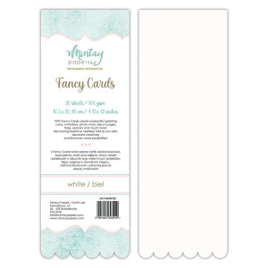 Mintay Fancy Cards - White 02 (20 pk) ( MT-FANW-02)
20 cards with a decorative edge
300 gsm cardstock.
size: 10.5 x 30.5 cm. Mintay Fancy Cards - White 02 (20 pk) ( MT-FANW-02)
20 cards with a decorative edge
300 gsm cardstock.
size: 10.5 x 30.5 cm.