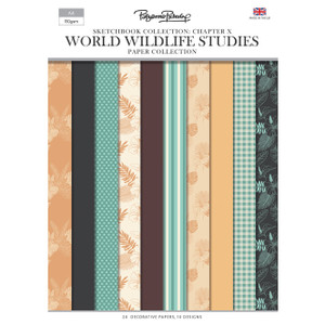 Pollyanna Pickering - Sketchbook Collection - Chapter X World Wildlife Studies – Backing Papers (PP1119)

This collection features a new set of 20 x A4 sheets of backing papers.  The backing paper collection has 10 different designs with 2 sheets of each design.  This collection offers the perfect top up to complement the main collection.  The backing paper designs can also be used with everything in your crafty stash as they are not themed specifically towards animals. Not a paw print in sight!  The backing papers are designed to complement the colours in the 6 pieces of original artwork featured in the collection.   This collection of backing papers is exclusive the Sketch Book Chapter X World Wildlife studies paper collection.  The majority of the artwork used in this collection has not been seen previously.  150gsm
