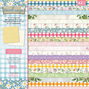 Crafter's Companion - Natures Garden Farmhouse 12 x 12" Paper Pad (NG-FH-PAD12)
Dig for victory and give your crafts a dose of good old-fashioned country charm with the Nature’s Garden Farmhouse collection!
This range has a full harvest of dies, stamps, paper pads, vellum, embossing folders and embellishments like wax seals and die-cut toppers. Everything in the collection has its roots in a retro ‘Make Do and Mend’ mentality, with gingham and ditsy floral patterns as well as motivating sentiments and farmyard favourites!
The 12” x 12” Paper Pad is packed with a variety of warm and classic patterns, including gingham and ditsy floral designs plus sweet bunnies and cute chickens!
Each sheet measures 12" x 12", so they're ideal for using with die-cutting machines to cut out precise elements or with embossing folders for raised details. With 42 single-sided sheets and two sheets of each of the 21 designs, this means that you'll have plenty of opportunities to create as many cards and scrapbook pages as you like.
Whether you’re looking to add a homely feel to your cardmaking and scrapbooking creations, or maybe you want to make an extra special label for your home-made goodies - this collection will make your crafts the cream of the crop! Crafter's Companion - Natures Garden Farmhouse 12 x 12" Paper Pad (NG-FH-PAD12)
Dig for victory and give your crafts a dose of good old-fashioned country charm with the Nature’s Garden Farmhouse collection!
This range has a full harvest of dies, stamps, paper pads, vellum, embossing folders and embellishments like wax seals and die-cut toppers. Everything in the collection has its roots in a retro ‘Make Do and Mend’ mentality, with gingham and ditsy floral patterns as well as motivating sentiments and farmyard favourites!
The 12” x 12” Paper Pad is packed with a variety of warm and classic patterns, including gingham and ditsy floral designs plus sweet bunnies and cute chickens!
Each sheet measures 12" x 12", so they're ideal for using with die-cutting machines to cut out precise elements or with embossing folders for raised details. With 42 single-sided sheets and two sheets of each of the 21 designs, this means that you'll have plenty of opportunities to create as many cards and scrapbook pages as you like.
Whether you’re looking to add a homely feel to your cardmaking and scrapbooking creations, or maybe you want to make an extra special label for your home-made goodies - this collection will make your crafts the cream of the crop!