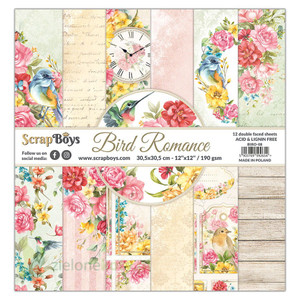 ScrapBoys - Bird Romance - 12 x 12 Paper Pack - (BIRO-08)
Spring, colourful elegant and slightly vintage. You will find wonderful flowers, clocks and of course birds in this beautiful Scrapboys "Bird Romance" collection. This paper set includes 12 double-sided printed sheets + 1 bonus with elements on the back of the cover. Size: 12" x 12" Sheets. Paper Weight: 190gsm. Acid & Lignin Free. ScrapBoys - Bird Romance - 12 x 12 Paper Pack - (BIRO-08)
Spring, colourful elegant and slightly vintage. You will find wonderful flowers, clocks and of course birds in this beautiful Scrapboys "Bird Romance" collection. This paper set includes 12 double-sided printed sheets + 1 bonus with elements on the back of the cover. Size: 12" x 12" Sheets. Paper Weight: 190gsm. Acid & Lignin Free.