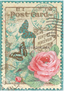 Stamperia - A4 Decoupage Rice Paper - Postcard Vintage Rose - Butterflies (DFSA4047)
One sheet of rice paper per pack.  Size of sheet: 21x29.7cm, 28gr.  Thin, printed rice paper - excellent quality.  Transparent yet strong.  If using images versus the whole sheet, tearing versus cutting around images is recommended.  Use as decoupage on glass.
Stamperia was the first company to print onto wood grain papers and their rice paper is of the highest quality.  Printed with special techniques both manually and by machine, the result is the paper keeps it colour and stays shiny whilst still keeping the resistance and transparency.  They are great for all you scrapbook projects, gift box making, mdf projects and much more.  Excellent quality extremely strong and transparent.  Use with all your home décor projects onto ceramic, textiles and other substrates.  Use with all your acrylic paints to blend and add detail.  Create different effects by tearing, feathering or just using the sheet as a whole.  This Rice Paper will adhere to almost all surfaces.  Great for card- making, scrapbooking, mixed media and much more. Stamperia - A4 Decoupage Rice Paper - Postcard Vintage Rose - Butterflies (DFSA4047)
One sheet of rice paper per pack.  Size of sheet: 21x29.7cm, 28gr.  Thin, printed rice paper - excellent quality.  Transparent yet strong.  If using images versus the whole sheet, tearing versus cutting around images is recommended.  Use as decoupage on glass.
Stamperia was the first company to print onto wood grain papers and their rice paper is of the highest quality.  Printed with special techniques both manually and by machine, the result is the paper keeps it colour and stays shiny whilst still keeping the resistance and transparency.  They are great for all you scrapbook projects, gift box making, mdf projects and much more.  Excellent quality extremely strong and transparent.  Use with all your home décor projects onto ceramic, textiles and other substrates.  Use with all your acrylic paints to blend and add detail.  Create different effects by tearing, feathering or just using the sheet as a whole.  This Rice Paper will adhere to almost all surfaces.  Great for card- making, scrapbooking, mixed media and much more.