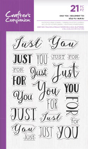 Crafter's Companion - Photopolymer Stamp - Just For You (CC-STP-JFYOU)
Clear photopolymer stamp set. Pack includes 21 stamps to create a 'Just For You' sentiment in a variety of fonts. All stamp sets from the Mix & Match range have been designed and sized to work together to create beautiful sentiments. Use as the main focus on your card designs, or as a personalised addition. Perfect for occasion cards. Crafter's Companion - Photopolymer Stamp - Just For You (CC-STP-JFYOU)
Clear photopolymer stamp set. Pack includes 21 stamps to create a 'Just For You' sentiment in a variety of fonts. All stamp sets from the Mix & Match range have been designed and sized to work together to create beautiful sentiments. Use as the main focus on your card designs, or as a personalised addition. Perfect for occasion cards.