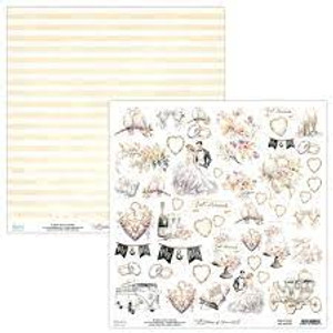 Mintay Papers - Always & Forever - 12 x 12 Scrapbooking Paper (MT-ALF-09)
Double-sided scrapbooking paper from the Always & Forever collection. This collection contains wedding-themed scrapbooking papers. It is full of delicate and romantic including motifs, such as symbolic gold rings, stacked wedding cakes, white doves, heart-shaped padlocks, and an elegant newlywed couple. The collection also features details related to the wedding ceremony, such as elegant champagne glasses, a fairy-tale coach carrying the newlyweds, and a stylish car. It also contains garlands and beautiful roses, which create an atmosphere full of romance and sensuality. Each sheet of this collection is like a story of love, thanks to it you will make wedding-themed designs in a beautiful and creative way. The colour scheme of the collection exudes elegance, it was mainly kept in pastel tones and delicate shades of white, cream and powder pink. Elements need to be hand cut. Mintay Papers - Always & Forever - 12 x 12 Scrapbooking Paper (MT-ALF-09)
Double-sided scrapbooking paper from the Always & Forever collection. This collection contains wedding-themed scrapbooking papers. It is full of delicate and romantic including motifs, such as symbolic gold rings, stacked wedding cakes, white doves, heart-shaped padlocks, and an elegant newlywed couple. The collection also features details related to the wedding ceremony, such as elegant champagne glasses, a fairy-tale coach carrying the newlyweds, and a stylish car. It also contains garlands and beautiful roses, which create an atmosphere full of romance and sensuality. Each sheet of this collection is like a story of love, thanks to it you will make wedding-themed designs in a beautiful and creative way. The colour scheme of the collection exudes elegance, it was mainly kept in pastel tones and delicate shades of white, cream and powder pink. Elements need to be hand cut.