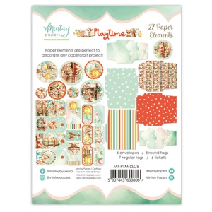 Mintay - Playtime - 27 pcs (MT-PTM-LSCE)

This package of 27 paper elements is part of the Playtime Collection from Mintay Papers. This package includes ticket shapes, scalloped circles, rectangles, circles, file cards, tags, envelopes, and more. These pieces are decorated with carousels, big tops, balloons, stripes and stars. These pieces can be added to cards, scrapbook pages, tags, journals, and other paper crafting projects.  Made in Poland.