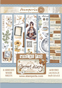 Stamperia - Washi Pad - 6"x 8.5" - Secret Diary (SBW04)

The Washi Album is printed on 8 self adhesive sheets of translucent Washi paper, which is easy to cut, and is suitable for Journaling, Card Making and Scrapbooking.  Approx Size: 5.8 x 8.3inch (14.8 x 21cm)  It works best on light surfaces.  While it’s not absolutely necessary to meticulously cut it, you can achieve precision by using the Stamperia cutter with a ceramic tip.  The images are from the Romance Forever Collection and can be used to compliment any of your craft projects.  Acid Free.