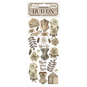 Stamperia - Old Lace - Corsets - Rub On's (DFLRB122)

Stamperia Old Lace - Corsets Collection.  Rub On's containing lots of images to embellish your projects.
These Rub On's are a great way to add an extra element to your paper craft projects, easy to use and have a very effective finish.  With Rub On you can transfer images onto any kind of smooth surface, as if they were printed on it.  Very suitable for journaling and for decoration.  Best on light colour surfaces.
1 sheet – 10.16 cm x 21.6 cm.