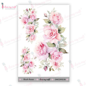 Dress My Craft - Blush Roses - Transfers (DMCDP6536)
Dress My Craft Mini Transfer Me. One pack contains 1 sheet of 4"x6" size. It's a unique product that can enhance the look of any plain surface.
How To Use: Step 1: Cut the pattern close to the design. Step 2: Gently remove the clear sheet. Step 3: Place the sheet upside down on the surface to be transferred. Step 4: Apply water generously on the transfer sheet, using a sponge. Step 5: Once the image appears clearly, carefully slide down the white sheet and let it dry for few minutes and don't touch. You may use our Silicon spatula brush to fallten up if needed. Step 6: Seal the transfer with acrylic varnish or any good sealer. Important Instructions: **In case of big sheets please peel the film and stick it directly on the surface and then apply water from the back. After that follow from step 5 onwards. *Please remember to peel the film before sticking it to the surface. *Don't touch immediately after transfering and let it dry for sometime. *Always seal the project to protect the transfer. Compatible Surfaces: These transfers can be used on Wood, Plastic, Glass, Leather, Metal, Painted Surfaces, Marble, Resin Projects, Journaling Cards etc. P.S.: Sometimes the sheets might have some air bubbles but it's absolutely fine as it won't affect the results. Please let it dry for sometime and it will settle down and if it doesn't please use our silicon spatula brush to flatten it up. Product color may slightly vary due to photographic lighting sources or your monitor settings. Dress My Craft - Blush Roses - Transfers (DMCDP6536)
Dress My Craft Mini Transfer Me. One pack contains 1 sheet of 4"x6" size. It's a unique product that can enhance the look of any plain surface.
How To Use: Step 1: Cut the pattern close to the design. Step 2: Gently remove the clear sheet. Step 3: Place the sheet upside down on the surface to be transferred. Step 4: Apply water generously on the transfer sheet, using a sponge. Step 5: Once the image appears clearly, carefully slide down the white sheet and let it dry for few minutes and don't touch. You may use our Silicon spatula brush to fallten up if needed. Step 6: Seal the transfer with acrylic varnish or any good sealer. Important Instructions: **In case of big sheets please peel the film and stick it directly on the surface and then apply water from the back. After that follow from step 5 onwards. *Please remember to peel the film before sticking it to the surface. *Don't touch immediately after transfering and let it dry for sometime. *Always seal the project to protect the transfer. Compatible Surfaces: These transfers can be used on Wood, Plastic, Glass, Leather, Metal, Painted Surfaces, Marble, Resin Projects, Journaling Cards etc. P.S.: Sometimes the sheets might have some air bubbles but it's absolutely fine as it won't affect the results. Please let it dry for sometime and it will settle down and if it doesn't please use our silicon spatula brush to flatten it up. Product color may slightly vary due to photographic lighting sources or your monitor settings.