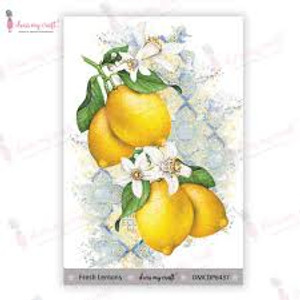 Dress My Craft - Fresh Lemons - Transfers (DMCDP6437)
Dress My Craft Mini Transfer Me.  One pack contains 1 sheet of 4"x6" size. It's a unique product that can enhance the look of any plain surface.
How To Use: Step 1: Cut the pattern close to the design.  Step 2: Gently remove the clear sheet.  Step 3: Place the sheet upside down on the surface to be transferred.  Step 4: Apply water generously on the transfer sheet, using a sponge. Step 5: Once the image appears clearly, carefully slide down the white sheet and let it dry for few minutes and don't touch. You may use our Silicon spatula brush to fallten up if needed.  Step 6: Seal the transfer with acrylic varnish or any good sealer.  Important Instructions: **In case of big sheets please peel the film and stick it directly on the surface and then apply water from the back.  After that follow from step 5 onwards. *Please remember to peel the film before sticking it to the surface. *Don't touch immediately after transfering and let it dry for sometime. *Always seal the project to protect the transfer.  Compatible Surfaces: These transfers can be used on Wood, Plastic, Glass, Leather, Metal, Painted Surfaces, Marble, Resin Projects, Journaling Cards etc. P.S.: Sometimes the sheets might have some air bubbles but it's absolutely fine as it won't affect the results.  Please let it dry for sometime and it will settle down and if it doesn't please use our silicon spatula brush to flatten it up.  Product color may slightly vary due to photographic lighting sources or your monitor settings. Dress My Craft - Fresh Lemons - Transfers (DMCDP6437)
Dress My Craft Mini Transfer Me.  One pack contains 1 sheet of 4"x6" size. It's a unique product that can enhance the look of any plain surface.
How To Use: Step 1: Cut the pattern close to the design.  Step 2: Gently remove the clear sheet.  Step 3: Place the sheet upside down on the surface to be transferred.  Step 4: Apply water generously on the transfer sheet, using a sponge. Step 5: Once the image appears clearly, carefully slide down the white sheet and let it dry for few minutes and don't touch. You may use our Silicon spatula brush to fallten up if needed.  Step 6: Seal the transfer with acrylic varnish or any good sealer.  Important Instructions: **In case of big sheets please peel the film and stick it directly on the surface and then apply water from the back.  After that follow from step 5 onwards. *Please remember to peel the film before sticking it to the surface. *Don't touch immediately after transfering and let it dry for sometime. *Always seal the project to protect the transfer.  Compatible Surfaces: These transfers can be used on Wood, Plastic, Glass, Leather, Metal, Painted Surfaces, Marble, Resin Projects, Journaling Cards etc. P.S.: Sometimes the sheets might have some air bubbles but it's absolutely fine as it won't affect the results.  Please let it dry for sometime and it will settle down and if it doesn't please use our silicon spatula brush to flatten it up.  Product color may slightly vary due to photographic lighting sources or your monitor settings.
