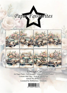 Paper Favourites - Vintage Car - A6 Paper Pack (PFA572)

Paper Favorites is a brand from Denmark. This young brand specializes in design paper for creative applications.  Pack contains 24 Sheets 4.1 x 5.8 inches. (3x8 Designs).  Paper Weight: 200gsm.  Acid and lignin free.