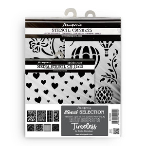Stamperia - Timeless Thick Stencil Selection (8pcs) (KSTDX02)
Thick stencil made of resistant, transparent material. Flexible material and washable after usage. Kit of 8 stencils: 2 PCS cm 20 x 25 - 7.87" x 9.84"; 2 PCS cm 12 x 25 - 4.72" x 9.84"; 4 PCS cm 12 x 12 - 4.72" x 4.72". Stamperia - Timeless Thick Stencil Selection (8pcs) (KSTDX02)
Thick stencil made of resistant, transparent material. Flexible material and washable after usage. Kit of 8 stencils: 2 PCS cm 20 x 25 - 7.87" x 9.84"; 2 PCS cm 12 x 25 - 4.72" x 9.84"; 4 PCS cm 12 x 12 - 4.72" x 4.72".