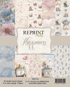 Reprint - Happiness Collection - 6x6 Inch Paper Pack (RPP112)

Reprint designer papers for projects like scrapbooking and cardmaking. Acid and Lignin free.  These 6x6'' paper pads contain five sheets of each design.  25 double sided sheets.  Paper Weight: 170gsm.  Acid and Lignin free.