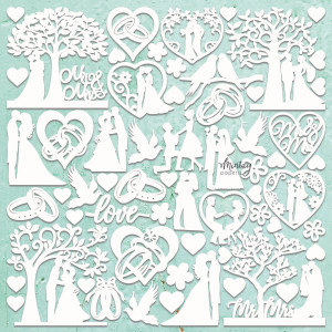 Mintay - Chippies - Wedding (MT-CHIP2-D100)

Mintay Laser Chipboard.  These 2mm thick die-cut chipboard pieces are in a natural ecru color and can be added to many of your projects.  They can be modified with paint, ink, paper, using stencils, stamps, hot embossing or applying waxes and pastes.   A 12 x 12 inches sheet of chipboard elements ready to decorate as you wish!