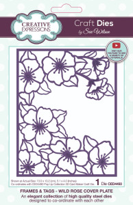 Creative Expressions - Craft Dies by Sue Wilson - Frames & Tags - Wild Rose Cover Plate (CED4493)

This 'Wild Rose Cover Plate' craft die by Sue Wilson is perfect to create cards and projects for all occasions.  The high quality steel dies are compatible with most home die cutting machines.  Made In China.  1 die.  Die size 13cm x 10.2cm (5.1 ins x 4.0 ins).