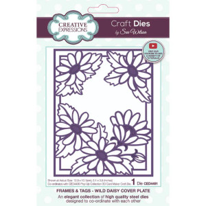 Creative Expressions - Craft Dies by Sue Wilson - Frames & Tags - Wild Daisy Cover Plate (CED4491)

This 'Wild Daisy Cover Plate' craft die by Sue Wilson is perfect to create cards and projects for all occasions.  The high quality steel dies are compatible with most home die cutting machines.  Made In China.  1 die.  Die size 12.9cm x 10.1cm (5.1 ins x 3.9 ins).