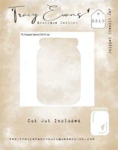 Tracey Evans Boutique Designs - Jar Snippet Stencil (SS10)

The Tracy Evans Boutique Designs Jar Snippet Stencil (SS10) is perfect for adding a creative flair to your crafting projects. Measuring approximately 4 x 4 inches, this stencil features a detailed outline of a Jar and includes a cut-out mask, offering extra versatility for your designs.  This high-quality stencil is ideal for use with inks, paints, textures, and more, making it a great addition to your crafting toolkit.