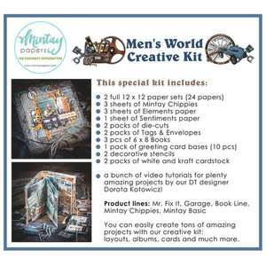 Mintay Creative Kit - Mens World (MT-KIT-108)

Creative Kit. This special kit includes:

2 full 12" x 12" paper sets (24 papers),

3 sheets of Chippies

3 sheets of Elements Paper

1 sheet of Sentiments paper

2 packs of die-cuts,

2 packs of Tags & Envelopes

3 pieces of 6" x 8" books

1 pack of greeting card bases

2 decorative stencils

3x designs of card bases (12 pcs in total).






PLEASE NOTE




THis can only be shipped with the UK