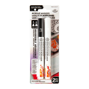 Royal & Langnickel - 2 x Artist Acrylic Paint Markers - 2mm Reversible Tip - Black & White (MARK-2724-3T)

ROYAL & LANGNICKEL Acrylic Paint Artist Markers.  Reversible tip Acrylic Paint Markers by Royal & Langnickel offer artists the versatility of both round and chiselled strokes in a single tool, providing greater flexibility and precision in artwork!  To choose between chisel or round end simply remove, flip, and reinsert the Marker Tip!  Acrylic Paint Markers by Royal & Langnickel offer supreme versatility and control for any project on any surface, such as canvas, glass, fabric, wood, and more!  Recommended for Drawing, Coloring, Calligraphy, Sketching, Painting, etc.  Water Based and Non Toxic.