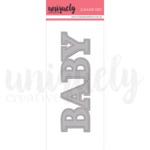Uniquely Creative - Slim Baby Die (UCD2046)

Uniquely Creative dies are perfect for scrapbooking and card making. They are compatible with most die cutting machines. They are made with high quality metal to provide a clean cut.  Approximate Die Size: 2" x 7"