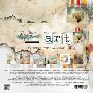 Alchemy Of Art - Art - 8" x 8" (AA-ART- 08)

Pack of double-sided pattern sheets in the "Art" series from Alchemy of Art.  There are 12 double sided sheets, Extras to cut   Paper Weight: 250gsm.  Acid and lignin free.