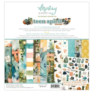 Mintay - Teen Spirit- 12 x 12 (MT-TSP-07)




The set of 12 double-sided (2 x 12 designs) high-quality paper sheets for scrapbooking.




Perfect for creating layouts, albums, greeting cards or invitations.




The bonus of this set is an additional sheet with designs for cutting.




Acid-free and lignin-free.




Size: 12 x 12 inch (30,5 x 30,5 cm).










This pad is printed on 240gsm paper.