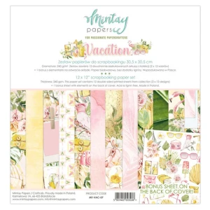 Mintay - Vacation- 12 x 12 (MT-VAC-07)




The set of 12 double-sided (2 x 12 designs) high-quality paper sheets for scrapbooking.




Perfect for creating layouts, albums, greeting cards or invitations.




The bonus of this set is an additional sheet with designs for cutting.




Acid-free and lignin-free.




Size: 12 x 12 inch (30,5 x 30,5 cm).










This pad is printed on 240gsm paper.