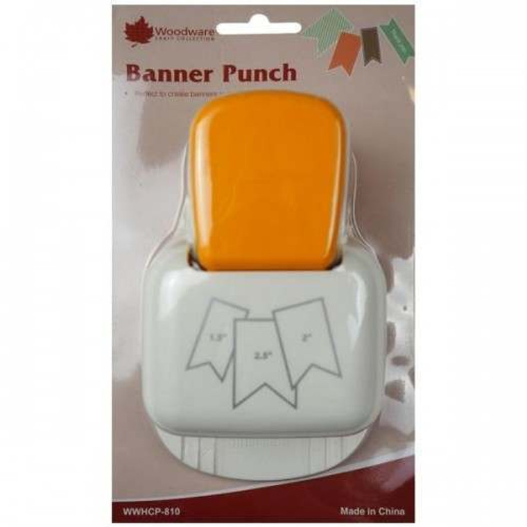 The Woodware Banner Punch allows you to create quick and easy banners in three different sizes. With this punch, minimal effort is required to create the perfect banners for your crafting projects. The recommended card weight for use with this punch is 120-215gsm.