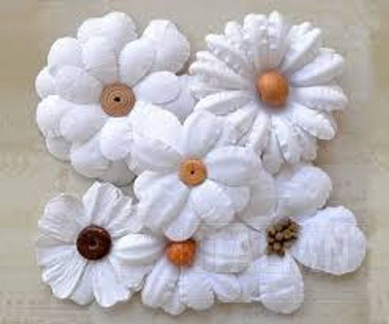 Beaded Daisies – White (6 Pack) (HM014)

These sophisticated multi layered Handcrafted Paper Flowers have been created with care and attention to detail. In classic White use your creativity and imagination for that perfect floral touch. Ideal for all crafting projects including, handmade cards, scrapbooking, gift crafts and much more.  6pcs per pack.  Sizes: smallest approx 4cm, largest approx 6.5cm.  Add adhesive to apply.  Variety of craft uses.